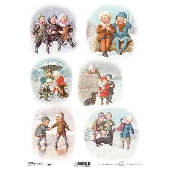 Decoupage Papier A4 SOFT ITD-S338 Kinder, Winter