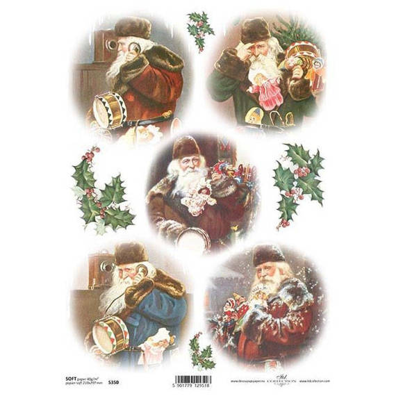 Decoupage-Papier A4 SOFT ITD-S350, Weihnachtsmann