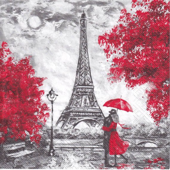 Decoupage Serviette 33x33cm - L'Amour a Paris in love Paris