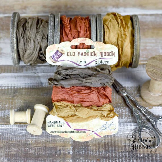 Dekorative VINTAGE Shabby Bänder Set 3 x 1,2 m Wrapping Ribbons, OLDZ03