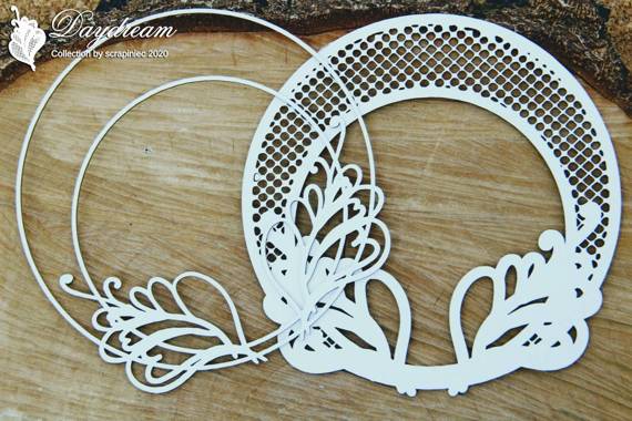 Dekorpappe Die Cut Chipboard Daydream 3D Mesh Rahmen - großer geschichteter Rahmen mit Mesh - Scrapiniec 