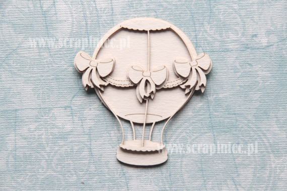 Dekorpappe Die Cut Chipboard Fliegender Ballon mit Schleifen - Scrapiniec