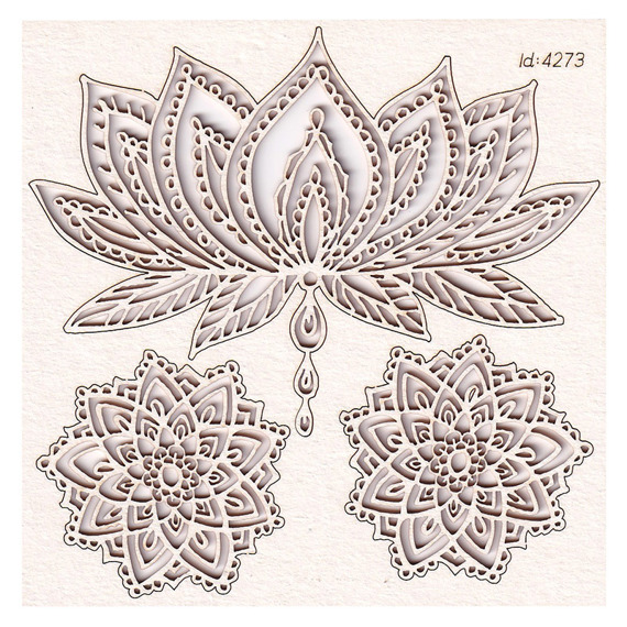 Dekorpappe Die Cut Chipboard Mehendi - Lotus SCRAPINIEC