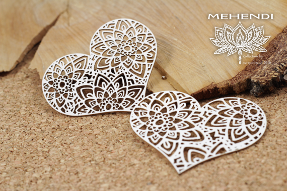 Dekorpappe Die Cut Chipboard - Mehendi - Spitze Herzen - SCRAPINIECrapiniec