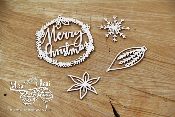 Dekorpappe Die Cut Chipboard - Mon Merry cheri - Frohe Weihnachten 02 - SCRAPINIECrapiniec