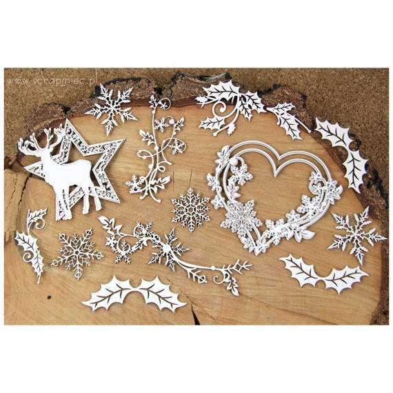 Dekorpappe Die Cut Chipboard old Fashioned Weihnachtskarte Workshop-Set - Scrapiniec 