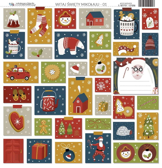 Doppelseitig 30,5x30,5cm Scrapbooking Papier Designpapier 200g Hallo Nikolaus 01