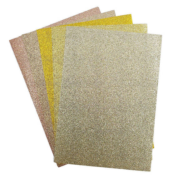 GLITZERPAPIER A4 - Gold-Mix 210 g - 5 Stück.