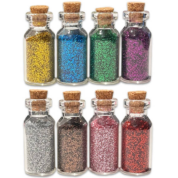 GLITZERPULVER 8x2,5g Glitter Glitterpuder Glitterstaub Puder Deko, mehrfarbig 