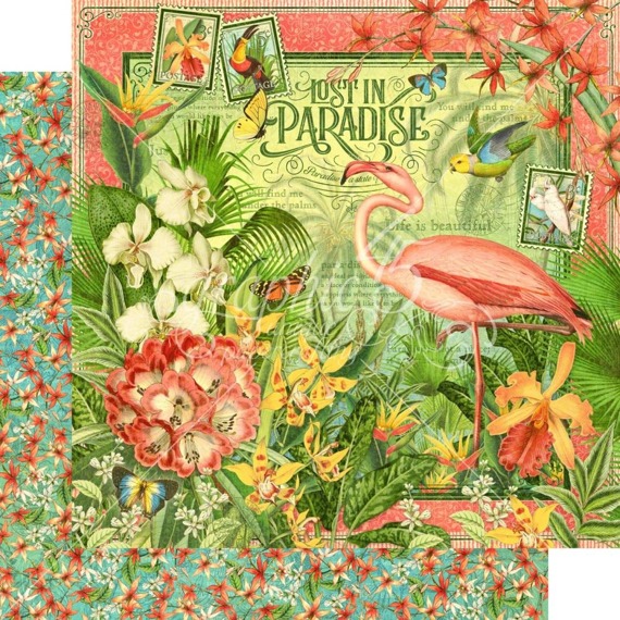 GRAPHIC45 30x30cm doppelseitig Scrapbooking Papier Designpapier Lost in Paradise