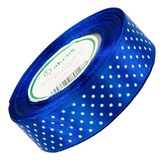 Gepunktetes Satinband 25mm 23m - 09 navy blau