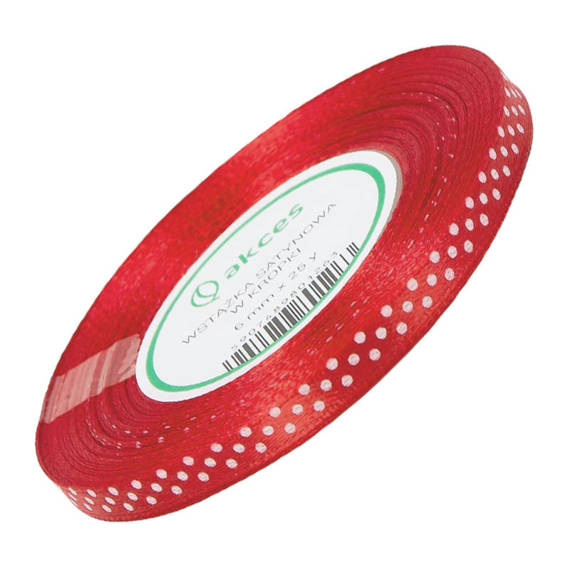 Gepunktetes Satinband 6mm 22m - rot