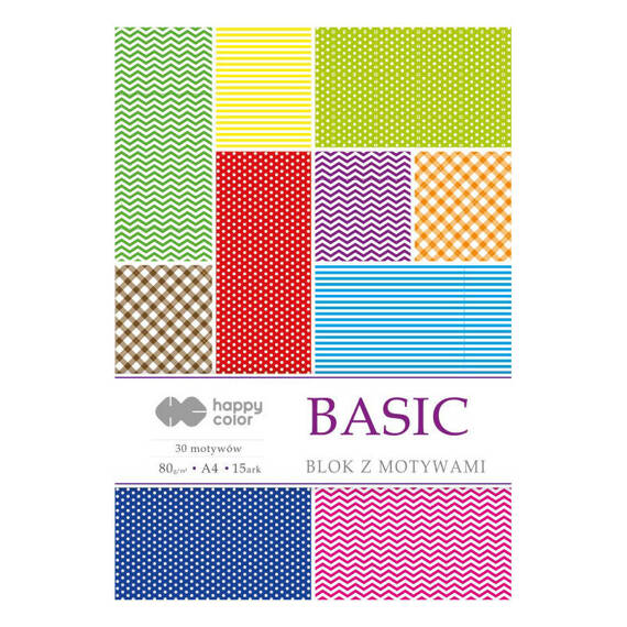 HAPPY COLOR Motivblock 15 Blatt Scrapbooking Papier 80g A4, Basic