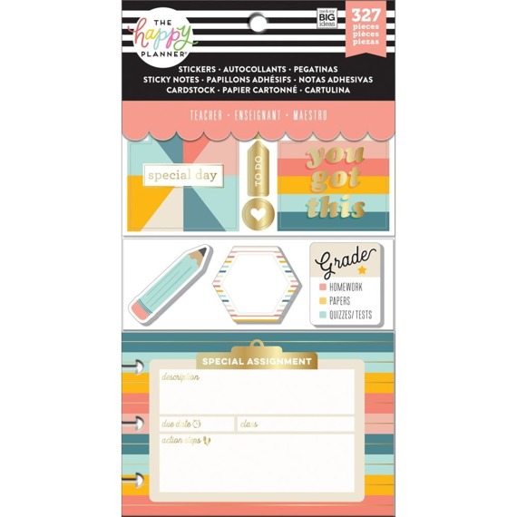 HAPPY PLANNER 20 Blatt Aufkleber Haftnotizen Lochkarte, Retro (teacher)