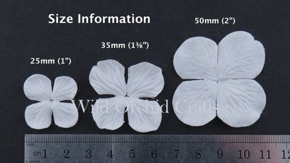 HORTENSIONEN Papierblumen, Elfenbein dunkel 25mm - 100 Stück