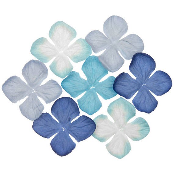 HORTENSIONEN Papierblumen, Maulbeere Blau Mix 35mm - 100 Stück