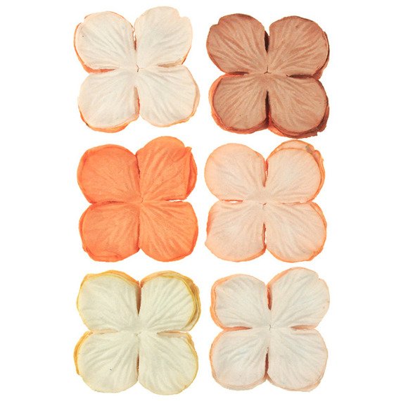 HORTENSIONEN Papierblumen, Orange Mix 35mm - 100 Stück
