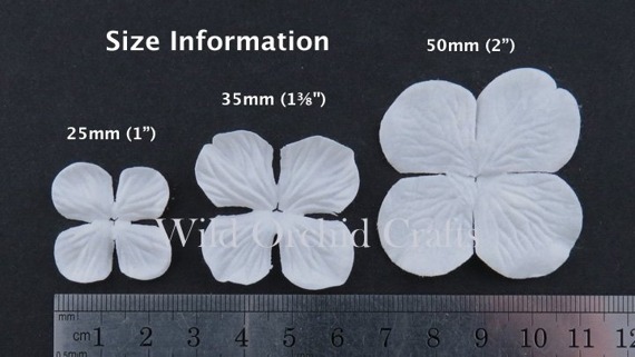 HORTENSIONEN Papierblumen, Pfirsich 25mm - 100 Stück