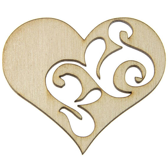 Holzdekoration Herz mit Ornament