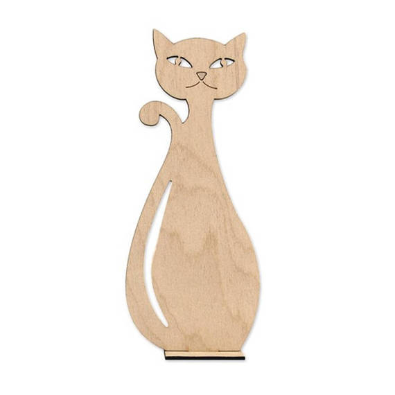 Hölzerne Katze mit Ständer 20cm Dekor