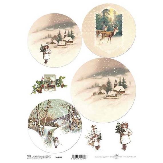 ITD Anhänger-Set, Tag-Set Etiketten-Set SCRAPBOOKING, Winteransichten - TAG099