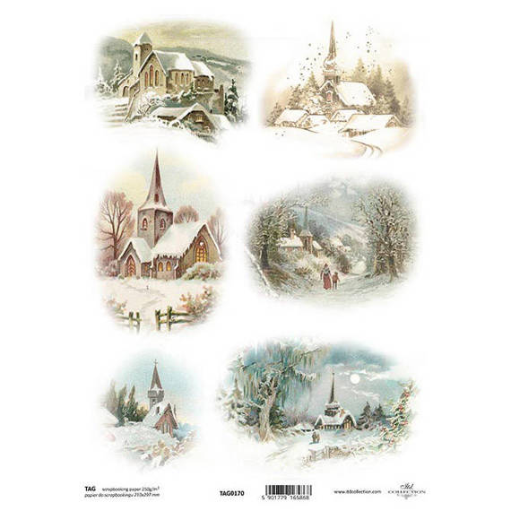 ITD COLLECTION 21x29cm A4 einseitig Scrapbooking Craft Papier 250g - TAG0170 Winteransichten