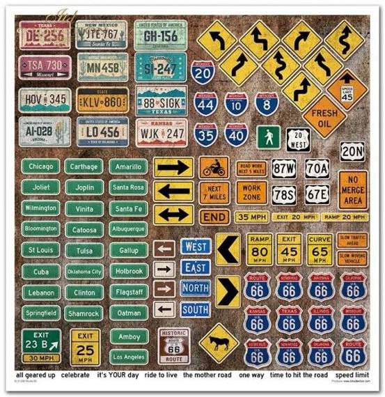 ITD COLLECTION  Satz von 11St doppelseitigen Scrapbooking-Papieren, 30x30 cm Legendry Route 66