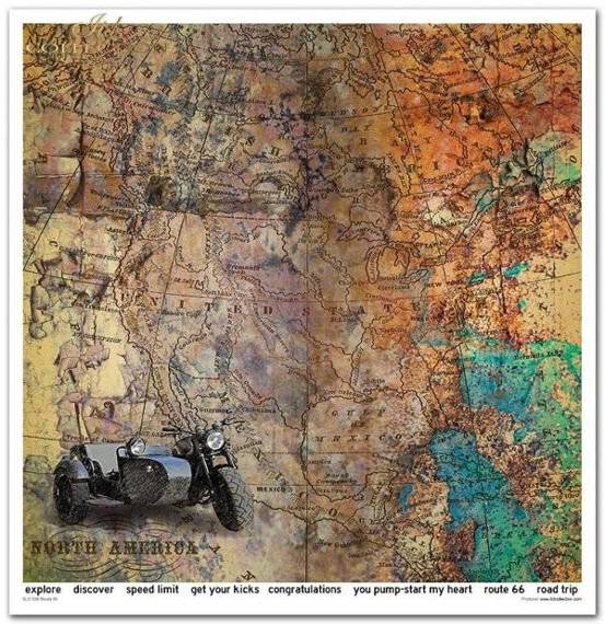 ITD COLLECTION  Satz von 11St doppelseitigen Scrapbooking-Papieren, 30x30 cm Legendry Route 66