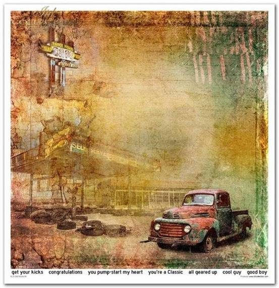 ITD COLLECTION  Satz von 11St doppelseitigen Scrapbooking-Papieren, 30x30 cm Legendry Route 66