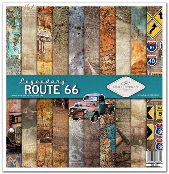 ITD COLLECTION  Satz von 11St doppelseitigen Scrapbooking-Papieren, 30x30 cm Legendry Route 66