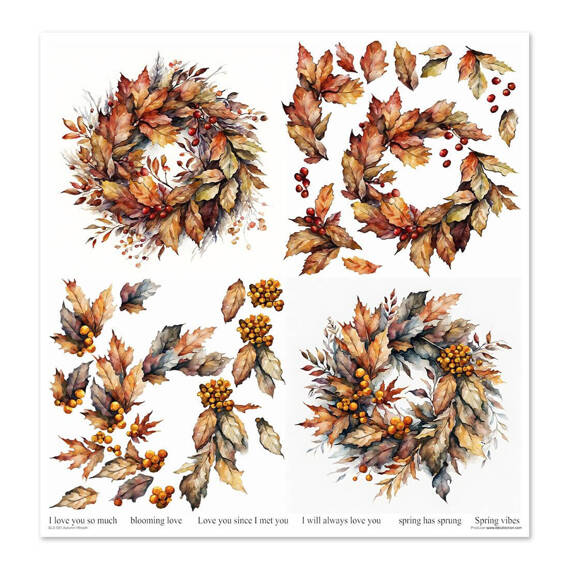 ITD COLLECTION Setz 11Stk 30x30cm Scrapbooking Papier - Autumn Wreath