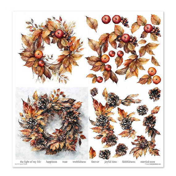 ITD COLLECTION Setz 11Stk 30x30cm Scrapbooking Papier - Autumn Wreath