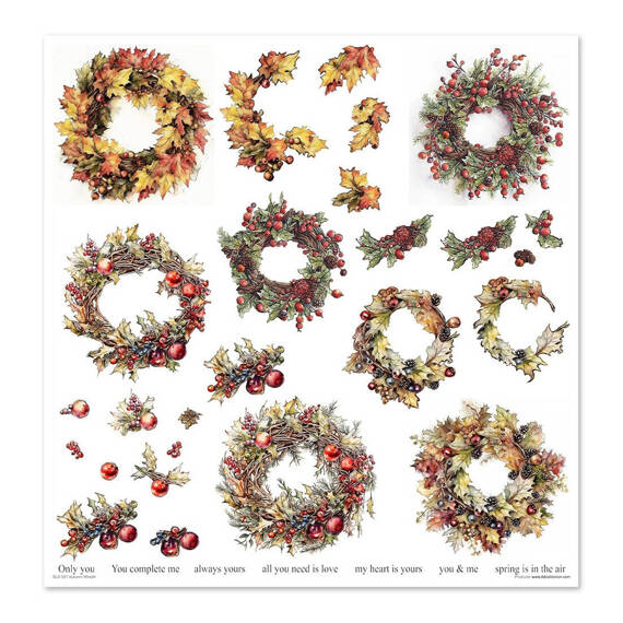 ITD COLLECTION Setz 11Stk 30x30cm Scrapbooking Papier - Autumn Wreath