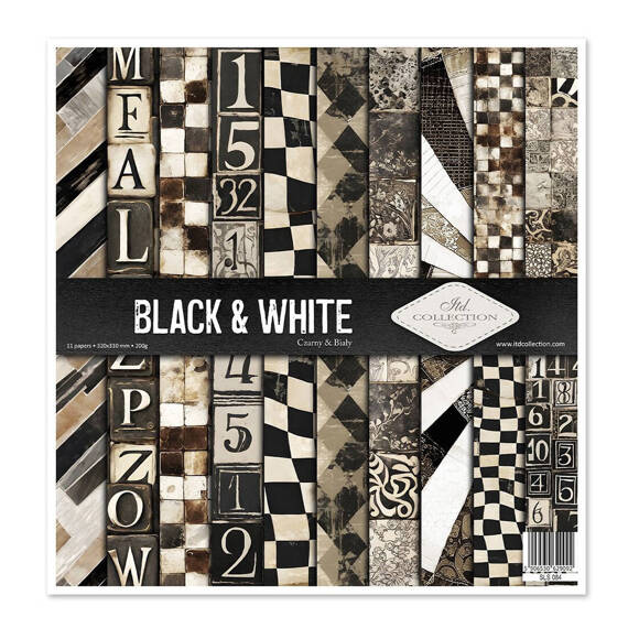 ITD COLLECTION Setz 11Stk 30x30cm Scrapbooking Papier - Black & White