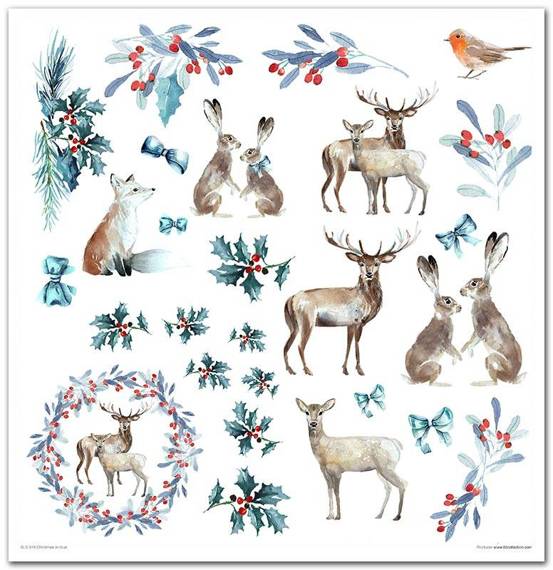 ITD COLLECTION Setz 11Stk 30x30cm Scrapbooking Papier -  Christmas In Blue