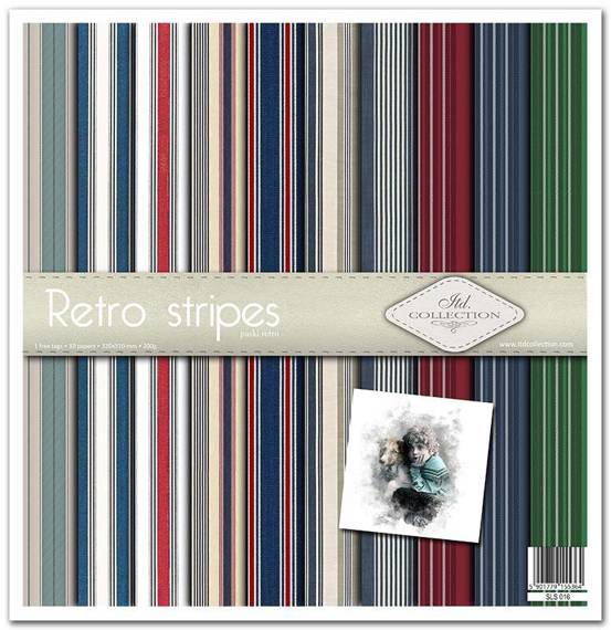 ITD COLLECTION Setz 11Stk 30x30cm Scrapbooking Papier - Retro Stripes