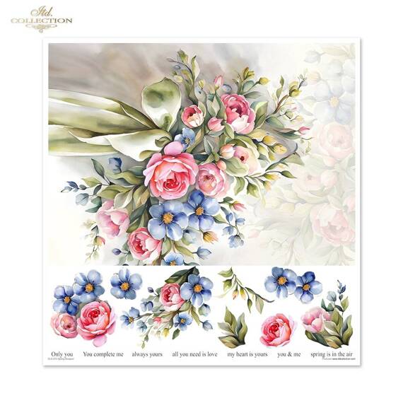 ITD COLLECTION Setz 11Stk 30x30cm Scrapbooking Papier - Spring Bouquet