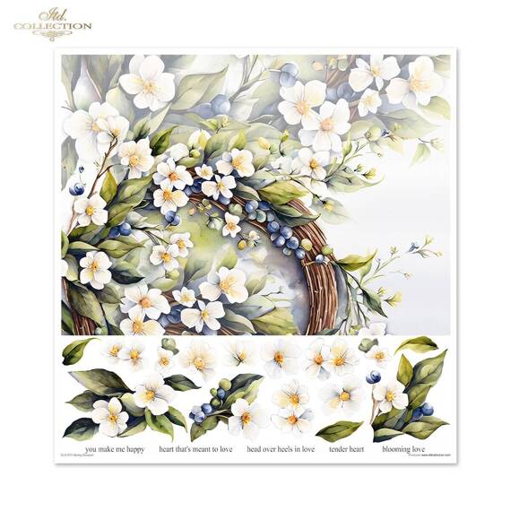 ITD COLLECTION Setz 11Stk 30x30cm Scrapbooking Papier - Spring Bouquet