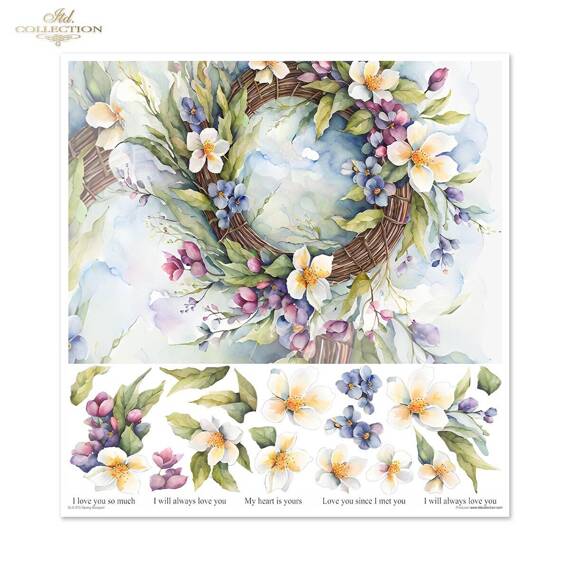 ITD COLLECTION Setz 11Stk 30x30cm Scrapbooking Papier - Spring Bouquet