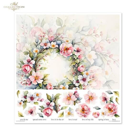 ITD COLLECTION Setz 11Stk 30x30cm Scrapbooking Papier - Spring Bouquet