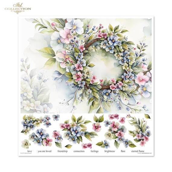 ITD COLLECTION Setz 11Stk 30x30cm Scrapbooking Papier - Spring Bouquet