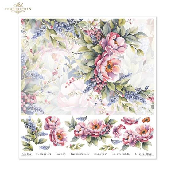 ITD COLLECTION Setz 11Stk 30x30cm Scrapbooking Papier - Spring Bouquet