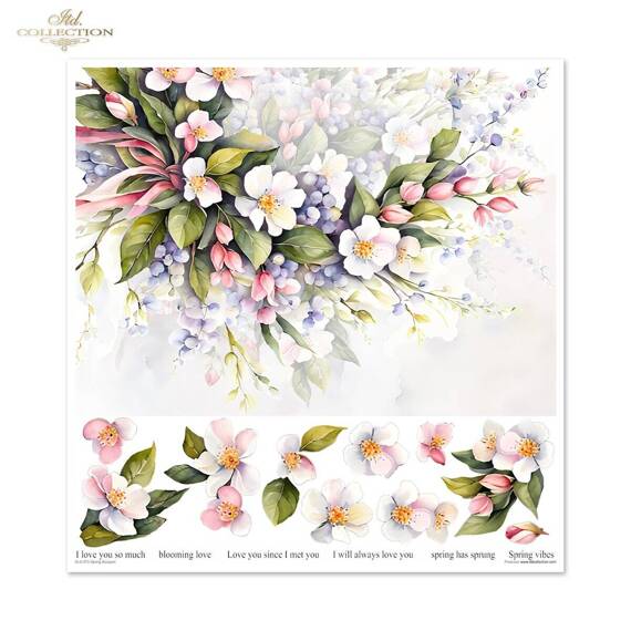 ITD COLLECTION Setz 11Stk 30x30cm Scrapbooking Papier - Spring Bouquet