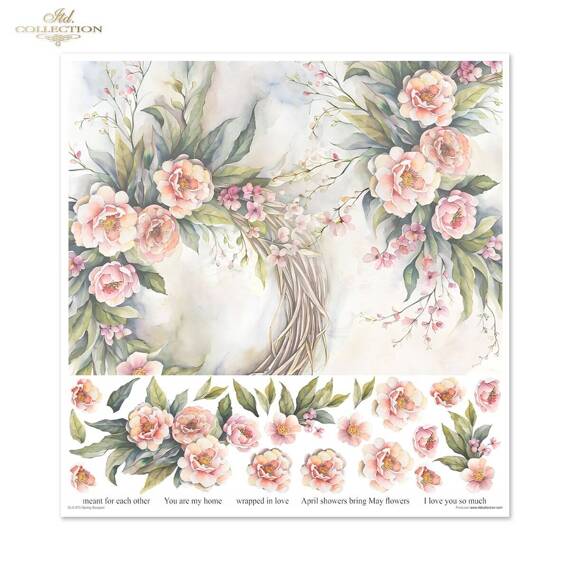 ITD COLLECTION Setz 11Stk 30x30cm Scrapbooking Papier - Spring Bouquet