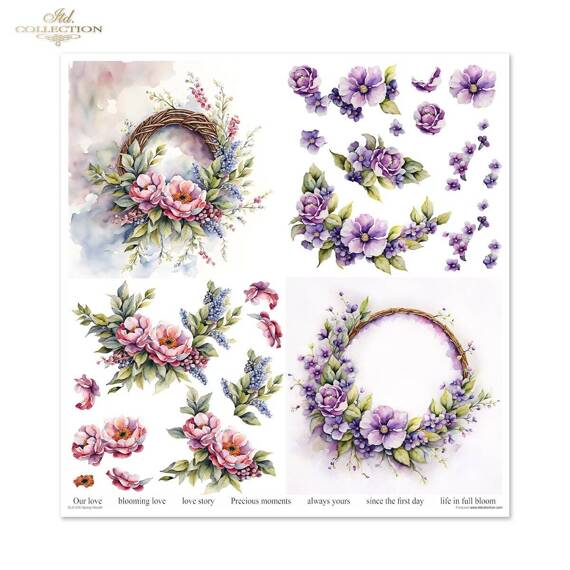 ITD COLLECTION Setz 11Stk 30x30cm Scrapbooking Papier - Spring Wreath