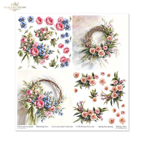 ITD COLLECTION Setz 11Stk 30x30cm Scrapbooking Papier - Spring Wreath