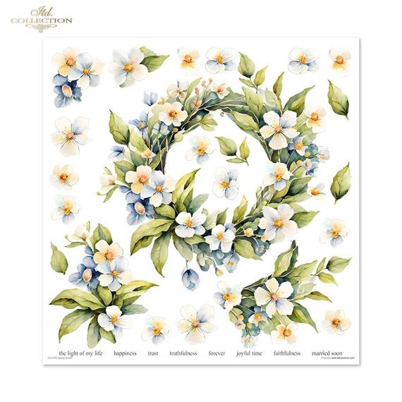 ITD COLLECTION Setz 11Stk 30x30cm Scrapbooking Papier - Spring Wreath