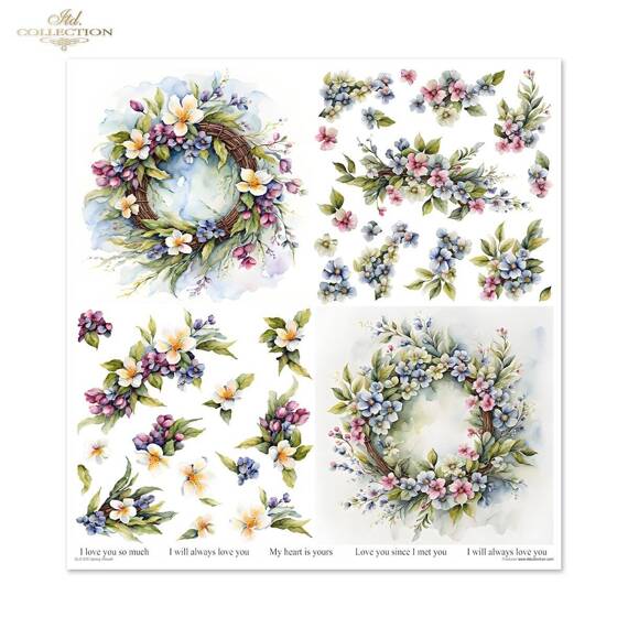 ITD COLLECTION Setz 11Stk 30x30cm Scrapbooking Papier - Spring Wreath