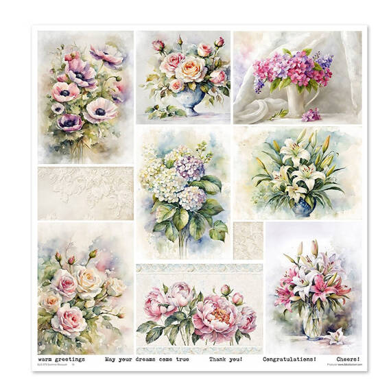 ITD COLLECTION Setz 11Stk 30x30cm Scrapbooking Papier - Summer Bouquet