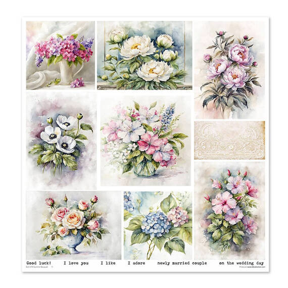 ITD COLLECTION Setz 11Stk 30x30cm Scrapbooking Papier - Summer Bouquet